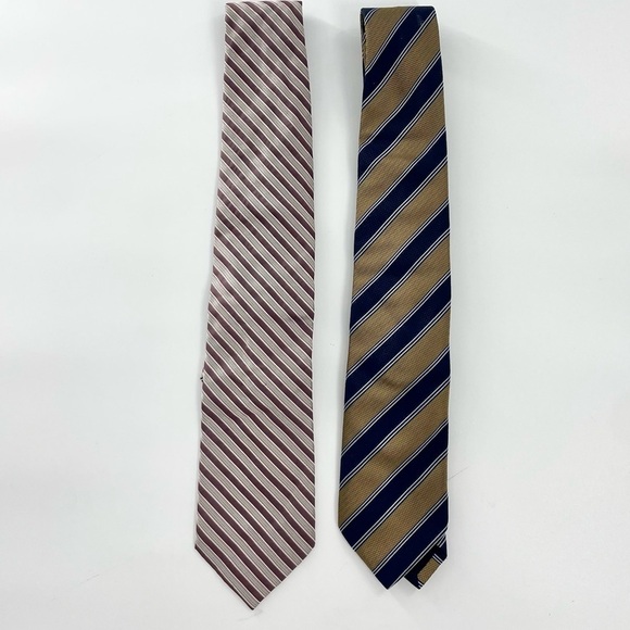 Men’s Allea Tie Massimo Stripe Modern Contemporary Silk Neck Ties Bundle (2) - Picture 1 of 11